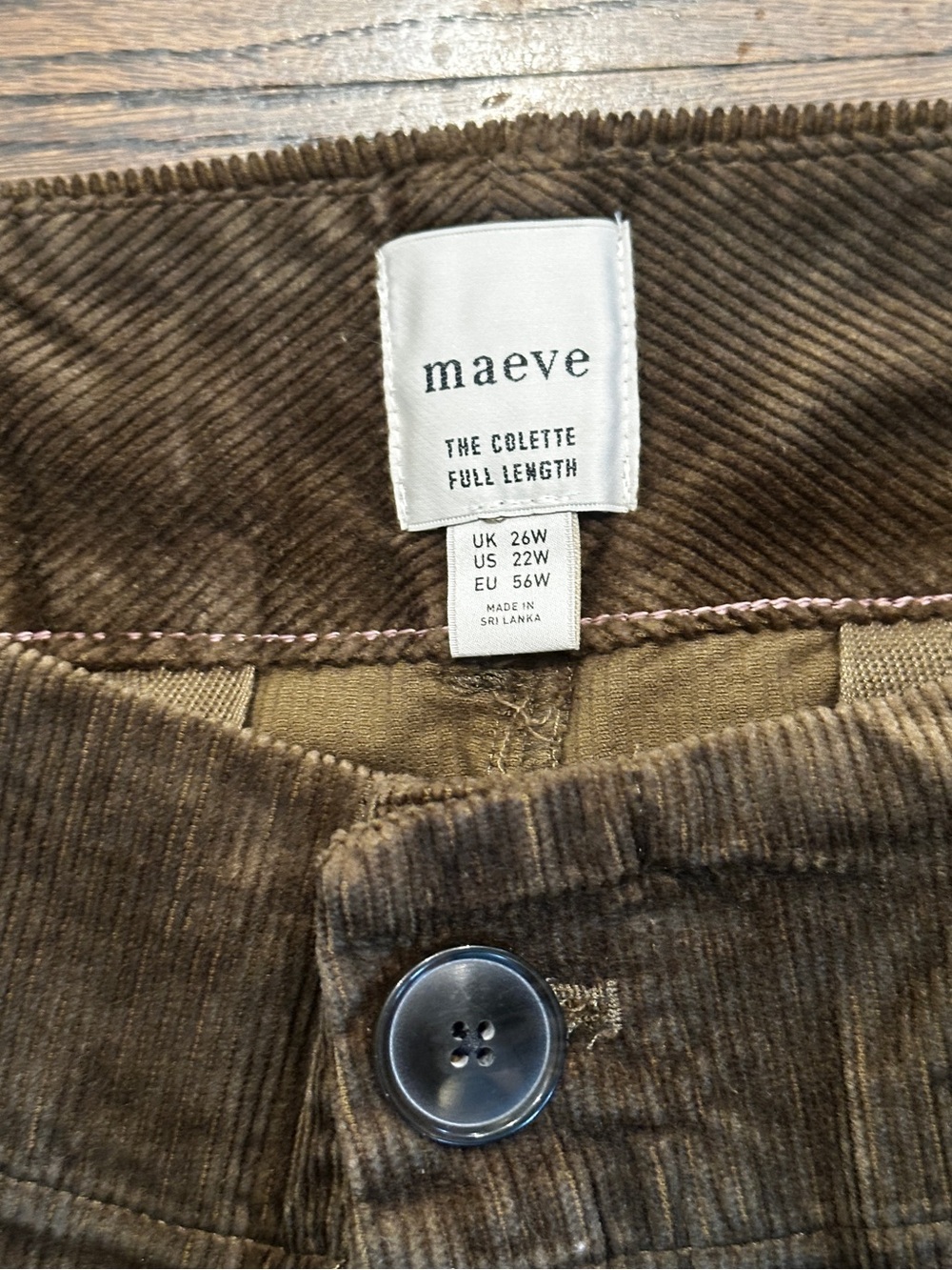 NWT Anthropologie Maeve The Collette Cropped Wide Leg Corduroy Pants Size 22W - Picture 4 of 7
